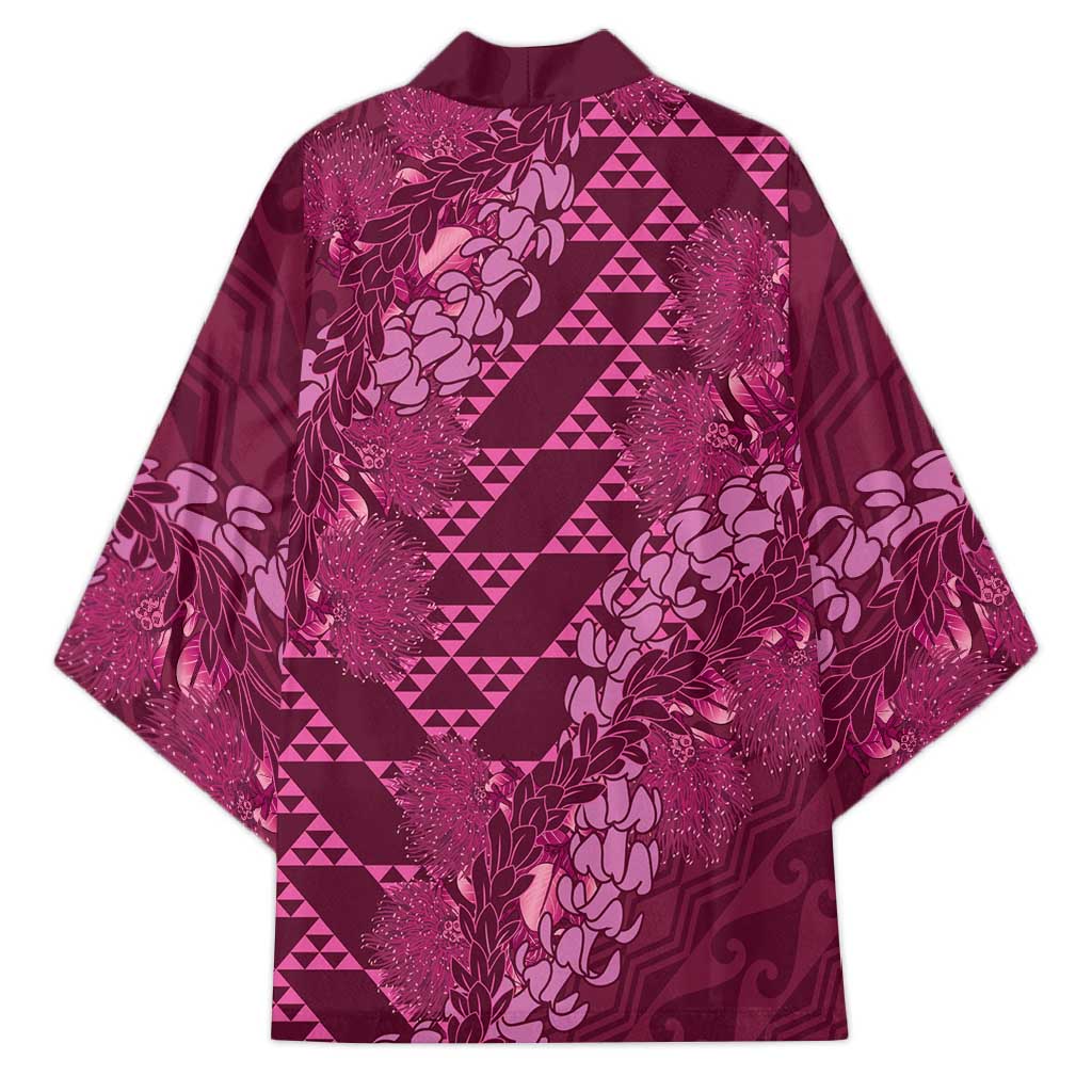 Pink Aloha Hawaii Kimono Hawaiian Kakau Ohia Lehua Lei - Polynesian Pride