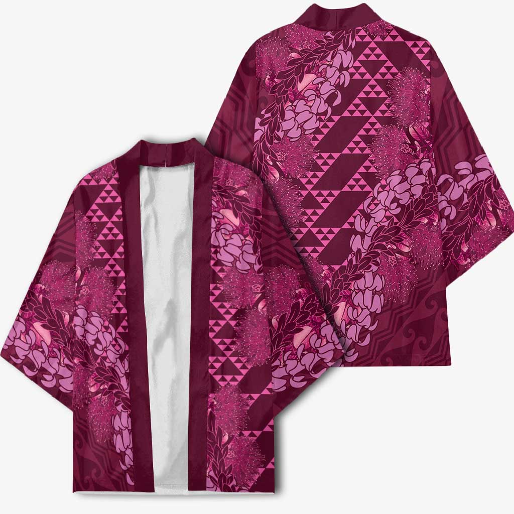 Pink Aloha Hawaii Kimono Hawaiian Kakau Ohia Lehua Lei - Polynesian Pride