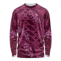 Pink Aloha Hawaii Long Sleeve Shirt Hawaiian Kakau Ohia Lehua Lei LT14 Unisex Pink - Polynesian Pride
