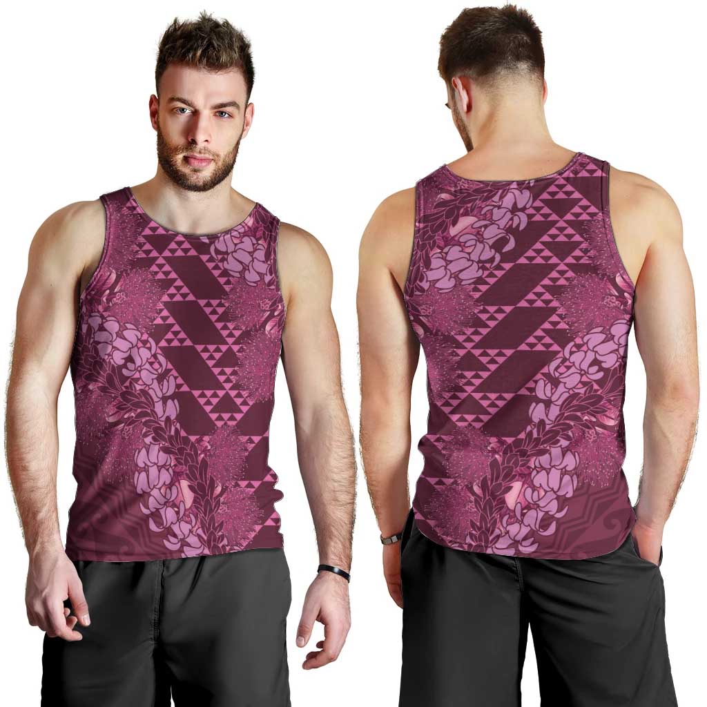 Pink Aloha Hawaii Men Tank Top Hawaiian Kakau Ohia Lehua Lei LT14 - Polynesian Pride
