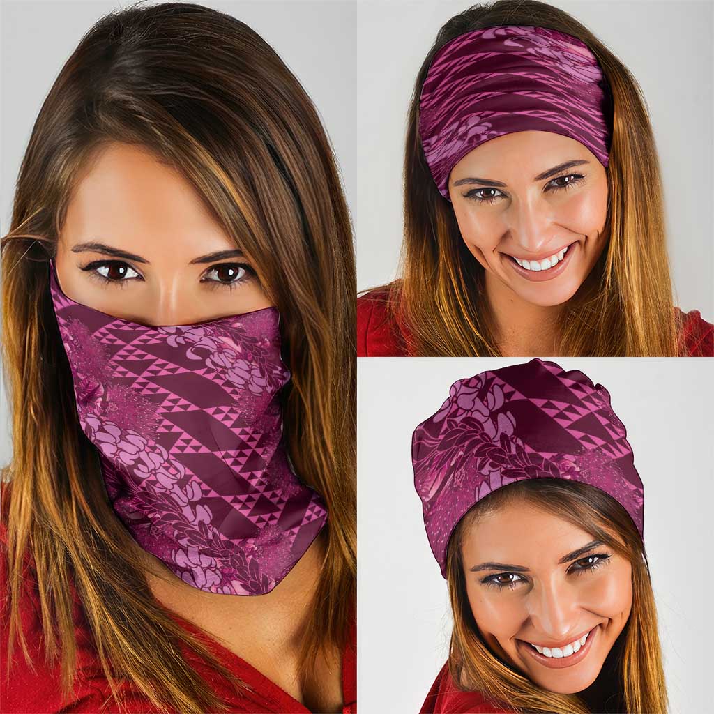 Pink Aloha Hawaii Neck Gaiter Hawaiian Kakau Ohia Lehua Lei LT14