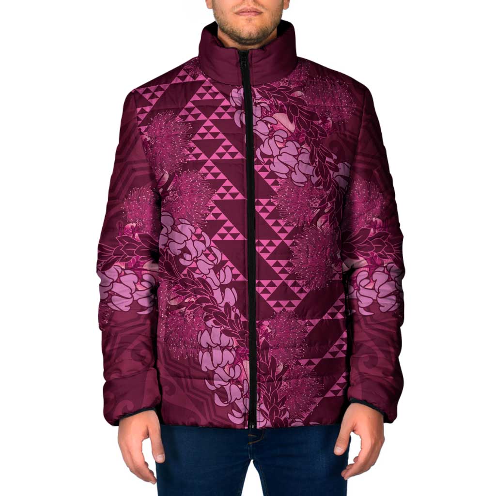 Pink Aloha Hawaii Padded Jacket Hawaiian Kakau Ohia Lehua Lei LT14 Pink - Polynesian Pride