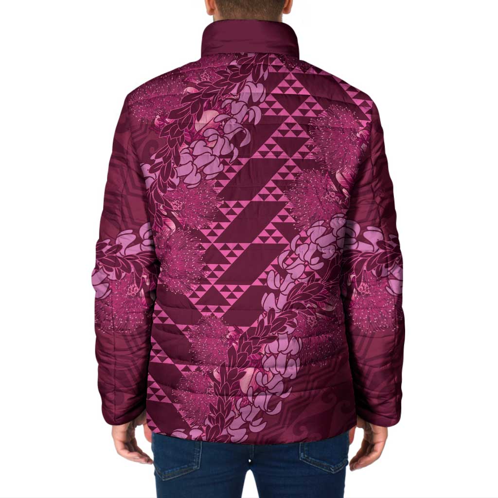 Pink Aloha Hawaii Padded Jacket Hawaiian Kakau Ohia Lehua Lei LT14 - Polynesian Pride