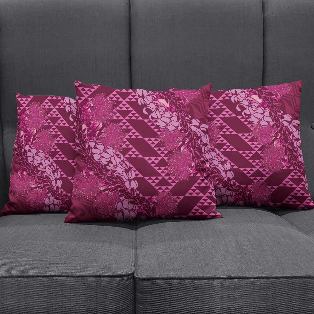 Pink Aloha Hawaii Pillow Cover Hawaiian Kakau Ohia Lehua Lei - Polynesian Pride