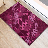 Pink Aloha Hawaii Rubber Doormat Hawaiian Kakau Ohia Lehua Lei LT14 - Polynesian Pride