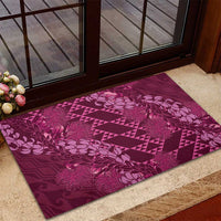 Pink Aloha Hawaii Rubber Doormat Hawaiian Kakau Ohia Lehua Lei LT14 - Polynesian Pride