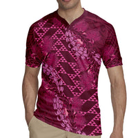Pink Aloha Hawaii Rugby Jersey Hawaiian Kakau Ohia Lehua Lei LT14 - Polynesian Pride