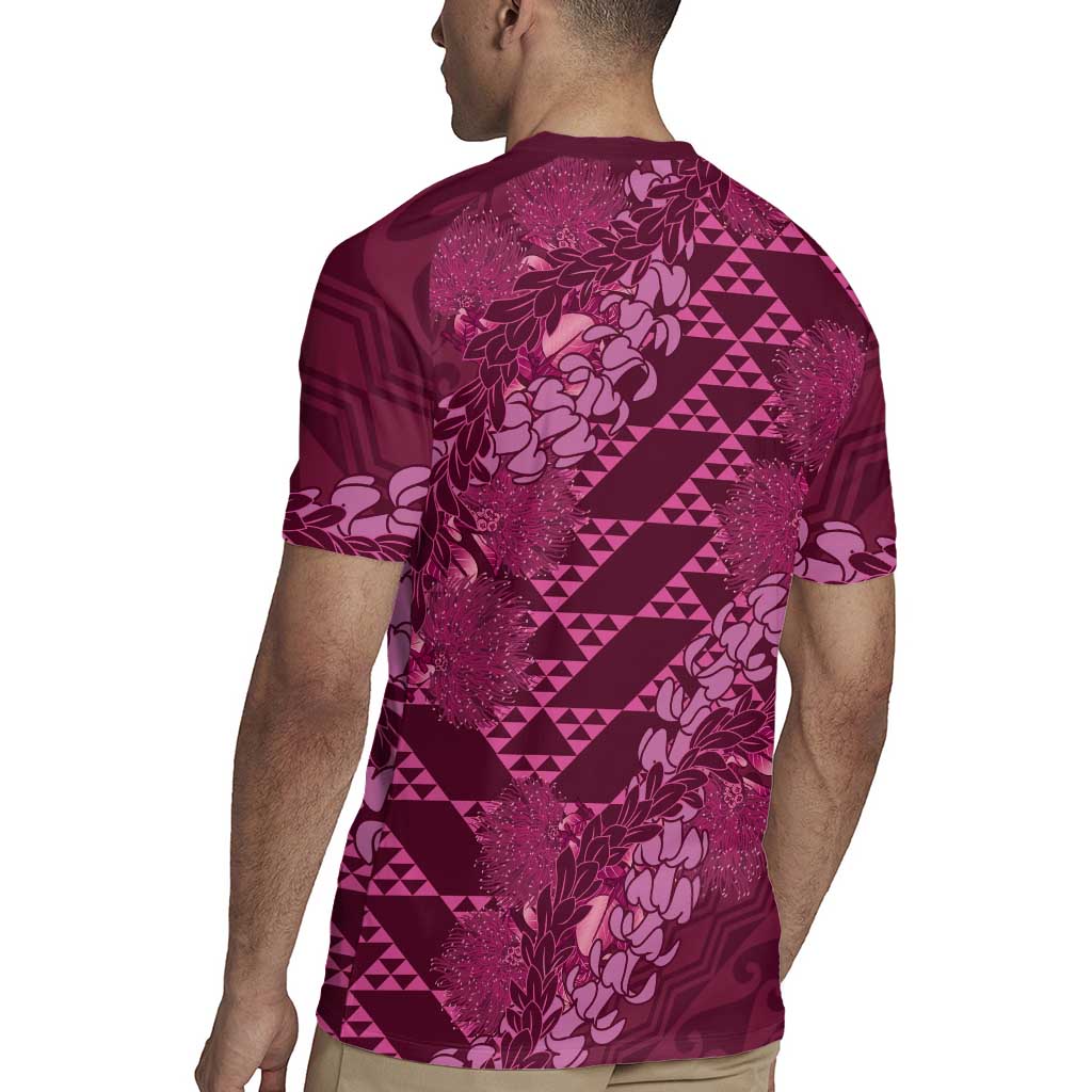 Pink Aloha Hawaii Rugby Jersey Hawaiian Kakau Ohia Lehua Lei LT14 - Polynesian Pride