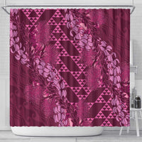 Pink Aloha Hawaii Shower Curtain Hawaiian Kakau Ohia Lehua Lei - Polynesian Pride