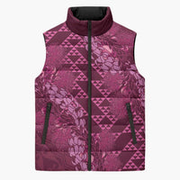 Pink Aloha Hawaii Sleeveless Puffer Jacket Hawaiian Kakau Ohia Lehua Lei LT14 Pink - Polynesian Pride