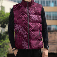 Pink Aloha Hawaii Sleeveless Puffer Jacket Hawaiian Kakau Ohia Lehua Lei LT14 - Polynesian Pride