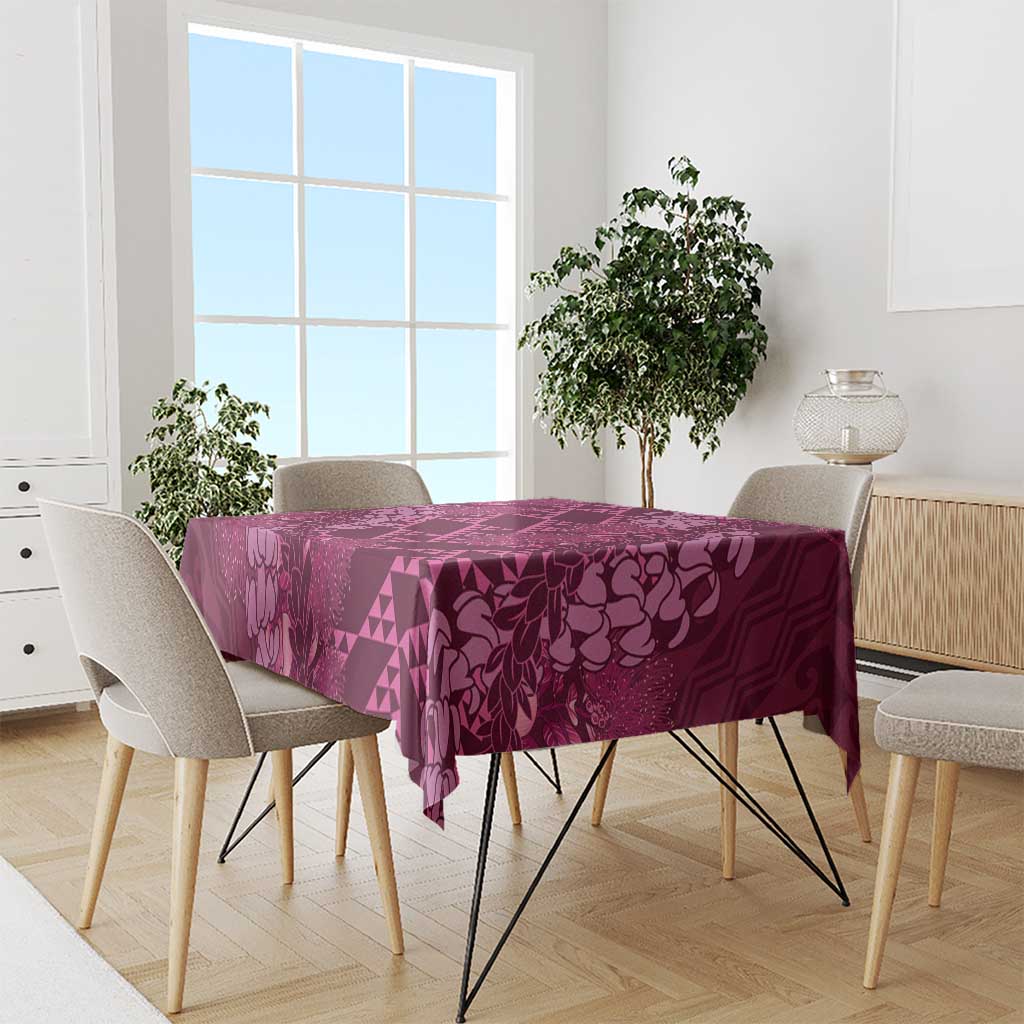 Pink Aloha Hawaii Tablecloth Hawaiian Kakau Ohia Lehua Lei LT14 - Polynesian Pride