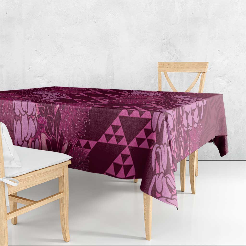 Pink Aloha Hawaii Tablecloth Hawaiian Kakau Ohia Lehua Lei LT14 - Polynesian Pride