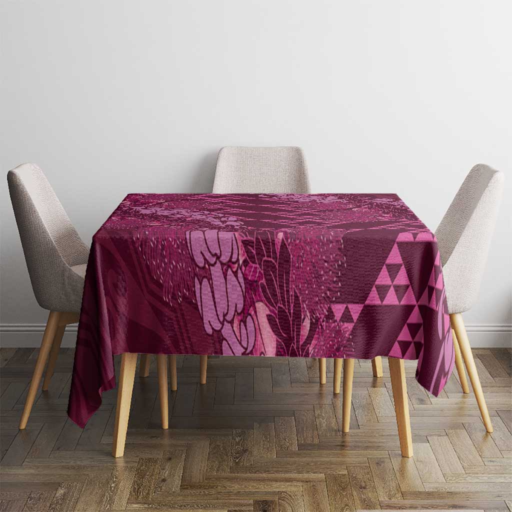 Pink Aloha Hawaii Tablecloth Hawaiian Kakau Ohia Lehua Lei LT14 - Polynesian Pride