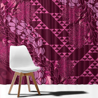 Pink Aloha Hawaii Window Curtain Hawaiian Kakau Ohia Lehua Lei - Polynesian Pride