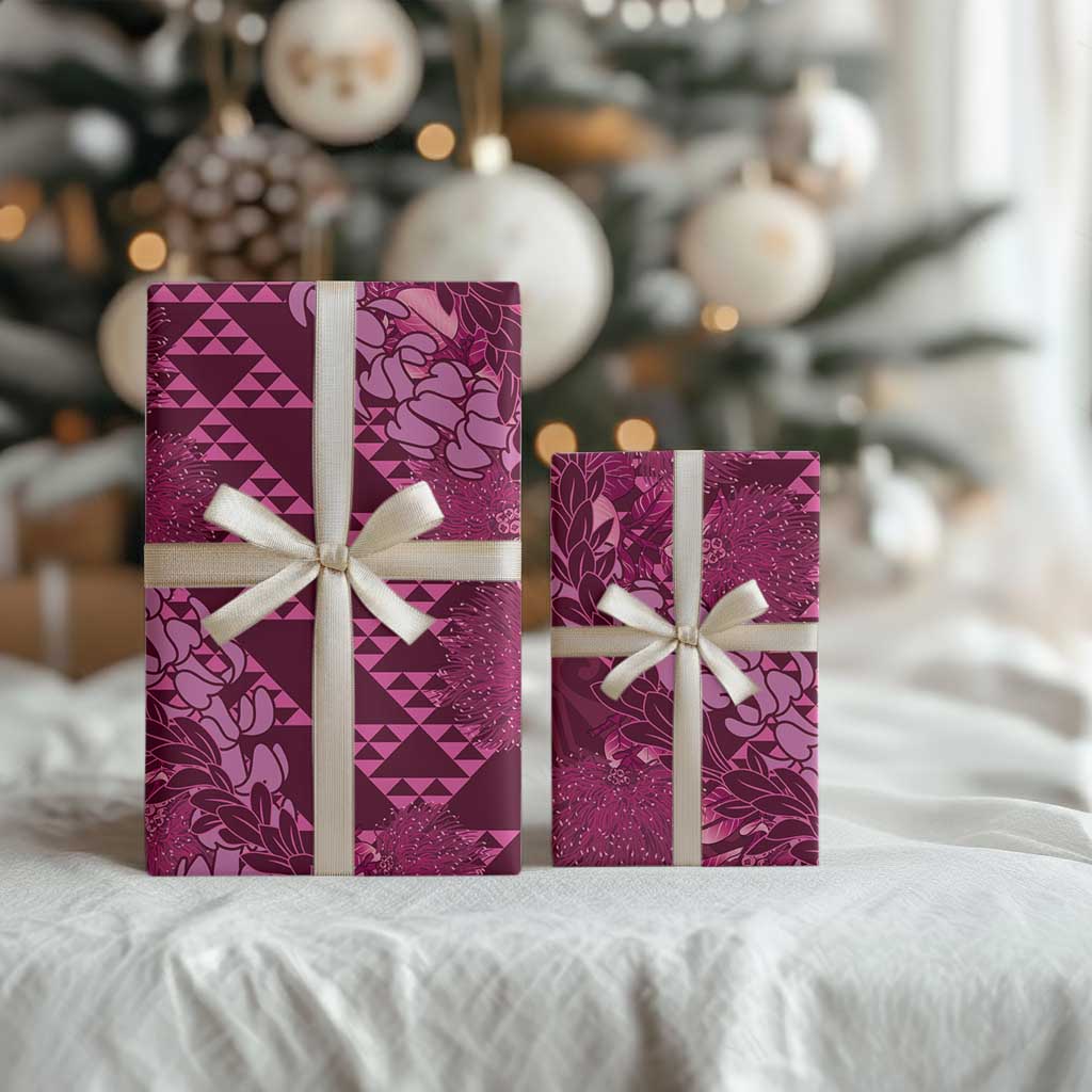 Pink Aloha Hawaii Wrapping Paper Hawaiian Kakau Ohia Lehua Lei LT14 - Polynesian Pride