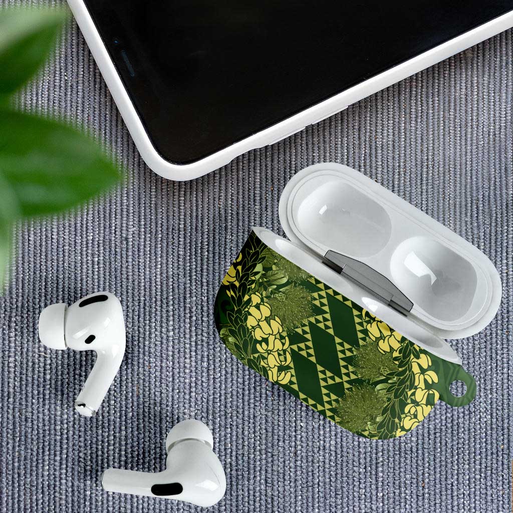 Green Aloha Hawaii AirPods Case Hawaiian Kakau Ohia Lehua Lei - Polynesian Pride