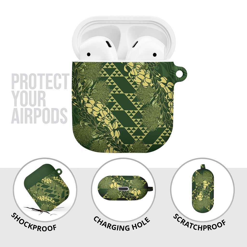 Green Aloha Hawaii AirPods Case Hawaiian Kakau Ohia Lehua Lei - Polynesian Pride