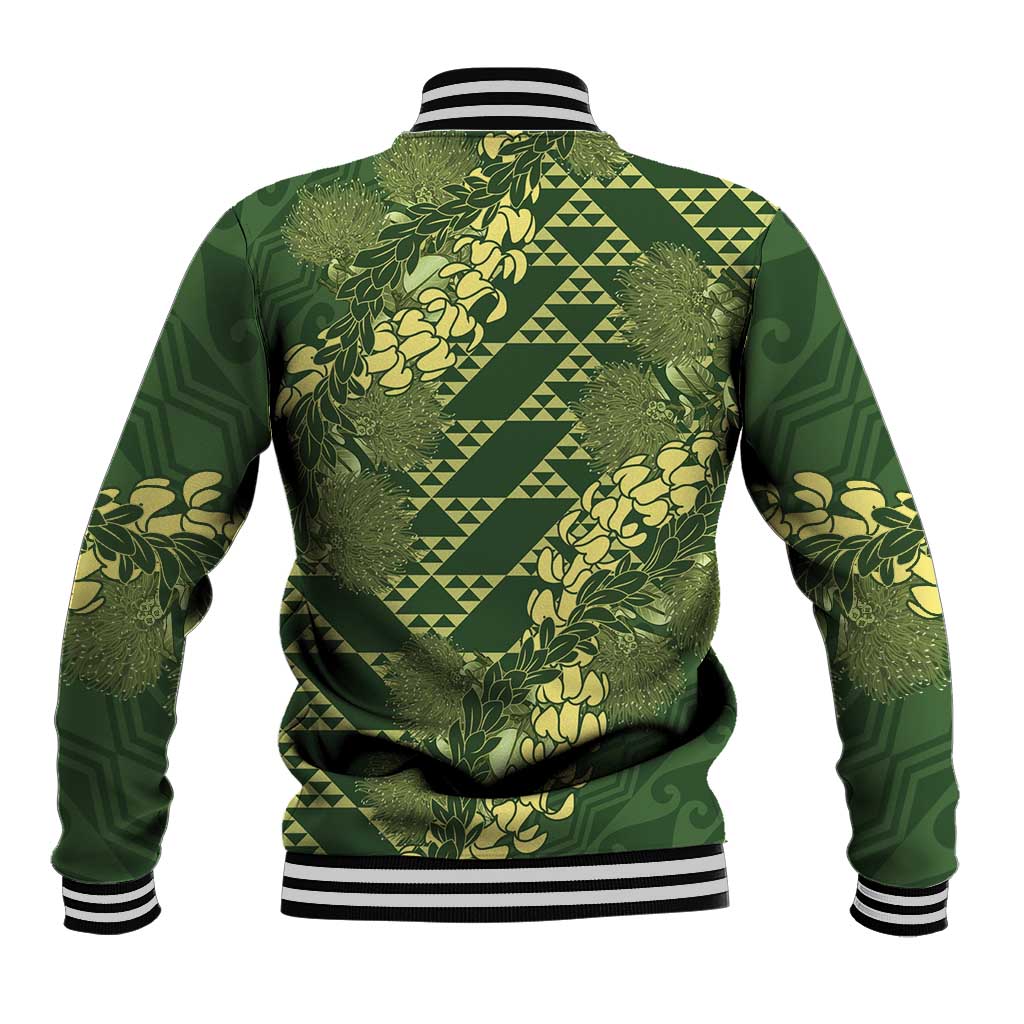 Green Aloha Hawaii Baseball Jacket Hawaiian Kakau Ohia Lehua Lei LT14 - Polynesian Pride
