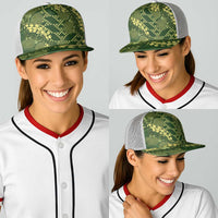 Green Aloha Hawaii Baseball Net Cap Hawaiian Kakau Ohia Lehua Lei - Polynesian Pride