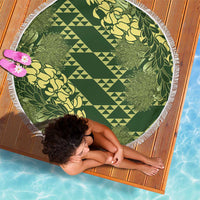 Green Aloha Hawaii Beach Blanket Hawaiian Kakau Ohia Lehua Lei LT14 - Polynesian Pride