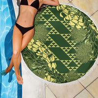 Green Aloha Hawaii Beach Blanket Hawaiian Kakau Ohia Lehua Lei LT14 - Polynesian Pride