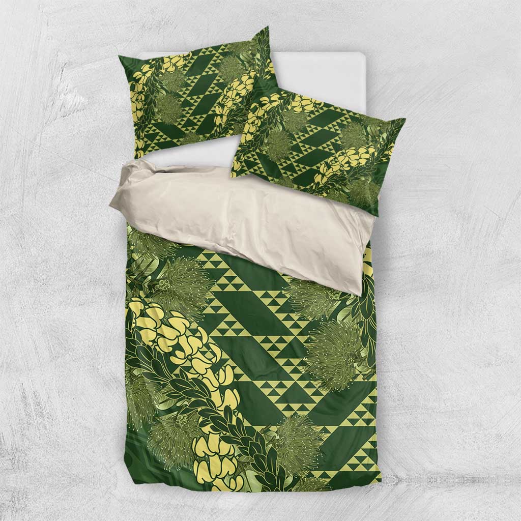 Green Aloha Hawaii Bedding Set Hawaiian Kakau Ohia Lehua Lei - Polynesian Pride