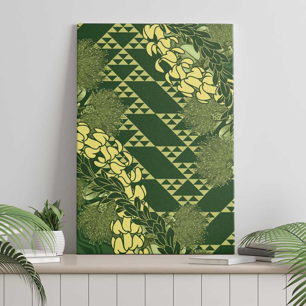 Green Aloha Hawaii Canvas Wall Art Hawaiian Kakau Ohia Lehua Lei LT14 - Polynesian Pride
