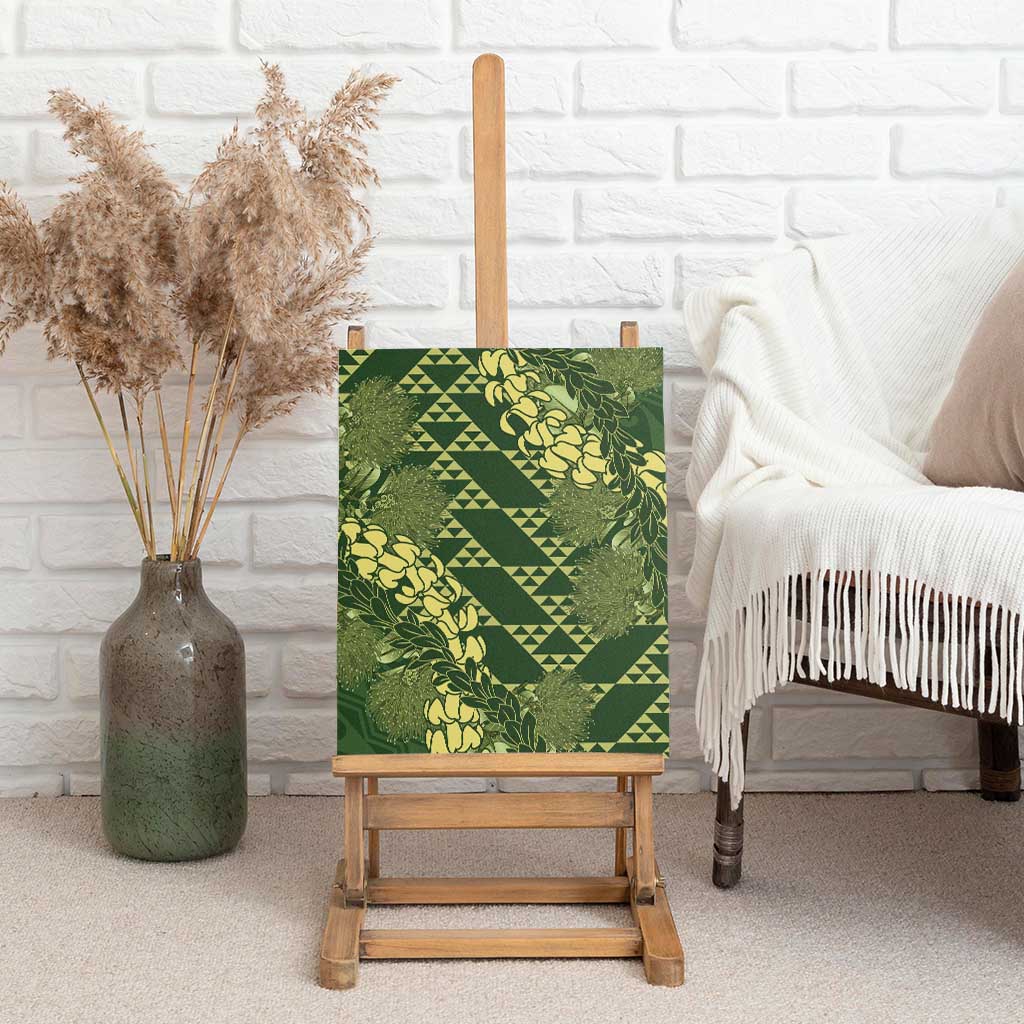 Green Aloha Hawaii Canvas Wall Art Hawaiian Kakau Ohia Lehua Lei LT14 - Polynesian Pride