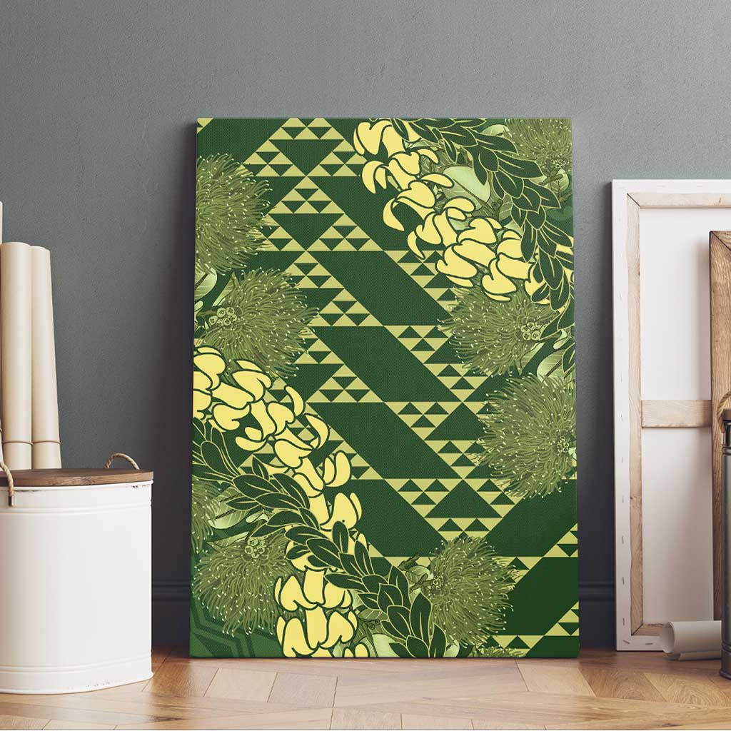 Green Aloha Hawaii Canvas Wall Art Hawaiian Kakau Ohia Lehua Lei LT14 - Polynesian Pride