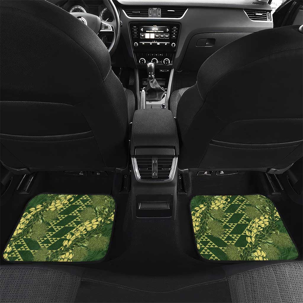 Green Aloha Hawaii Car Mats Hawaiian Kakau Ohia Lehua Lei - Polynesian Pride