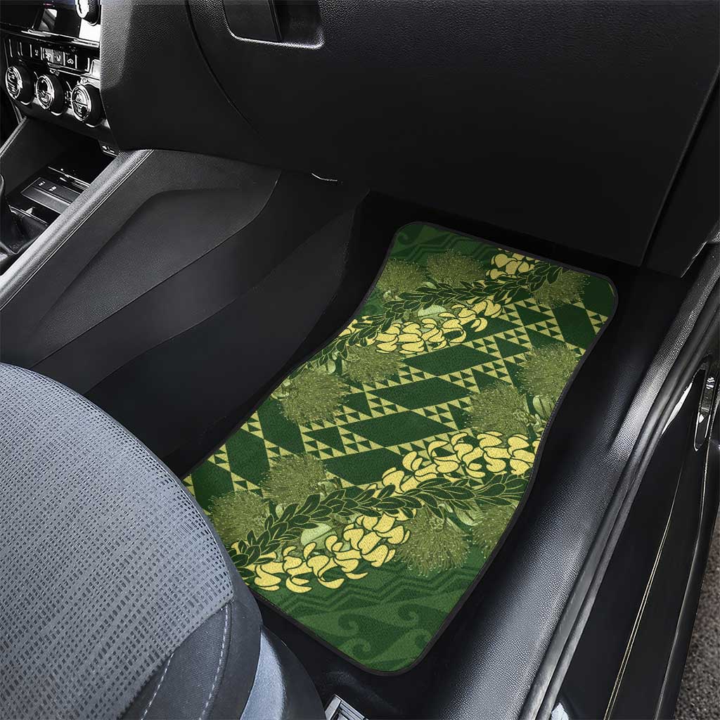 Green Aloha Hawaii Car Mats Hawaiian Kakau Ohia Lehua Lei - Polynesian Pride