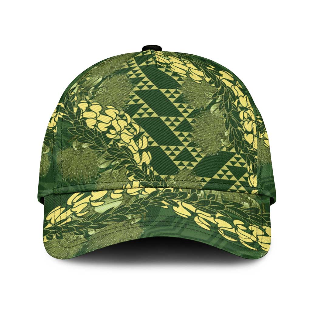 Green Aloha Hawaii Classic Cap Hawaiian Kakau Ohia Lehua Lei - Polynesian Pride
