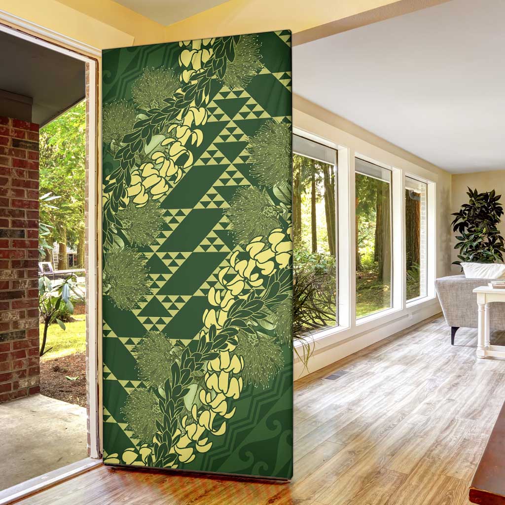 Green Aloha Hawaii Door Cover Hawaiian Kakau Ohia Lehua Lei - Polynesian Pride