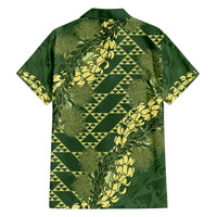 Green Aloha Hawaii Family Matching Long Sleeve Bodycon Dress and Hawaiian Shirt Hawaiian Kakau Ohia Lehua Lei - Polynesian Pride