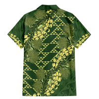 Green Aloha Hawaii Family Matching Mermaid Dress and Hawaiian Shirt Hawaiian Kakau Ohia Lehua Lei - Polynesian Pride