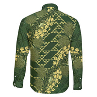 Green Aloha Hawaii Family Matching Mermaid Dress and Hawaiian Shirt Hawaiian Kakau Ohia Lehua Lei - Polynesian Pride