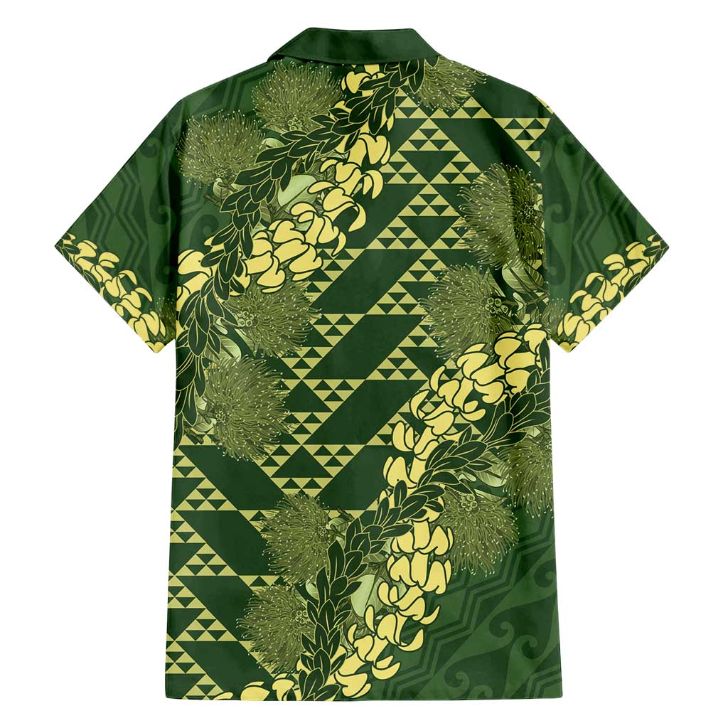 Green Aloha Hawaii Family Matching Off Shoulder Maxi Dress and Hawaiian Shirt Hawaiian Kakau Ohia Lehua Lei - Polynesian Pride