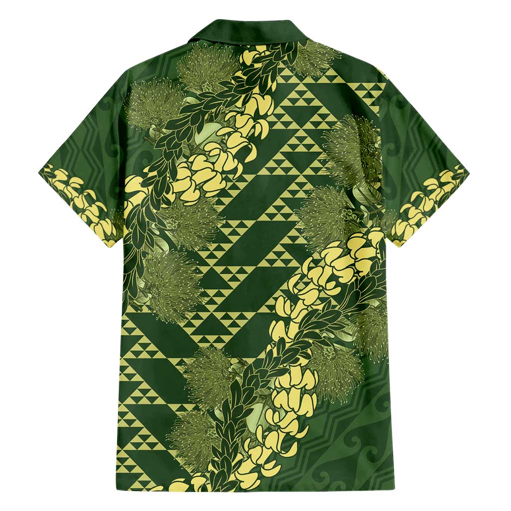 Green Aloha Hawaii Family Matching Short Sleeve Bodycon Dress and Hawaiian Shirt Hawaiian Kakau Ohia Lehua Lei - Polynesian Pride