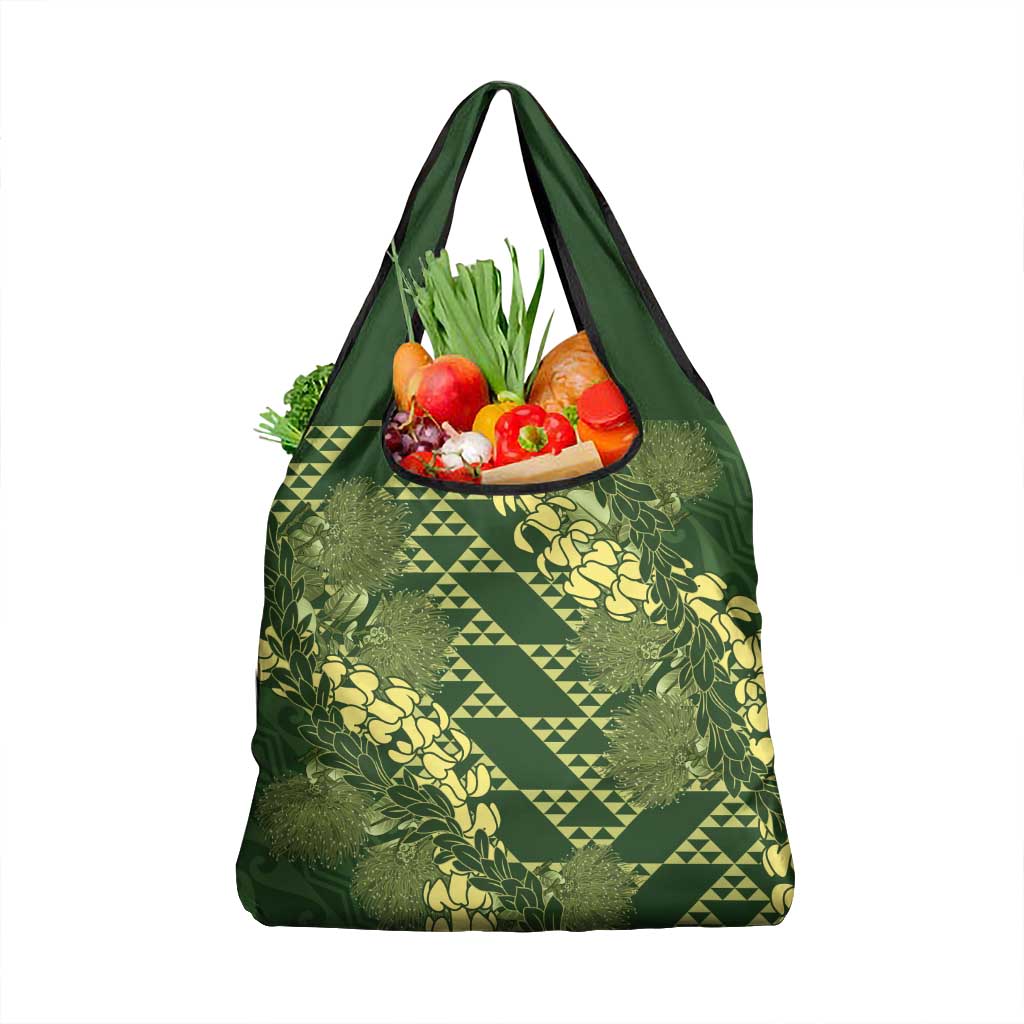 Green Aloha Hawaii Grocery Bag Hawaiian Kakau Ohia Lehua Lei LT14 1-pack One Size Green - Polynesian Pride
