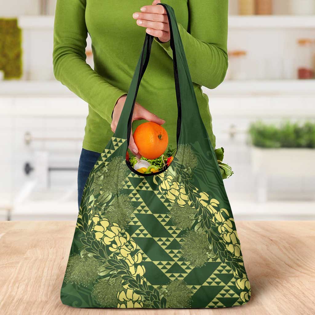 Green Aloha Hawaii Grocery Bag Hawaiian Kakau Ohia Lehua Lei LT14 - Polynesian Pride
