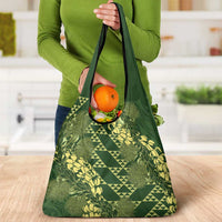 Green Aloha Hawaii Grocery Bag Hawaiian Kakau Ohia Lehua Lei LT14 - Polynesian Pride