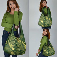 Green Aloha Hawaii Grocery Bag Hawaiian Kakau Ohia Lehua Lei LT14 - Polynesian Pride