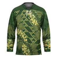 Green Aloha Hawaii Hockey Jersey Hawaiian Kakau Ohia Lehua Lei - Polynesian Pride
