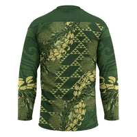 Green Aloha Hawaii Hockey Jersey Hawaiian Kakau Ohia Lehua Lei - Polynesian Pride
