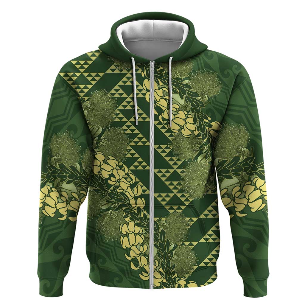 Green Aloha Hawaii Hoodie Hawaiian Kakau Ohia Lehua Lei - Polynesian Pride