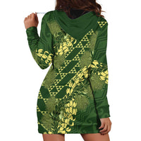 Green Aloha Hawaii Hoodie Dress Hawaiian Kakau Ohia Lehua Lei - Polynesian Pride