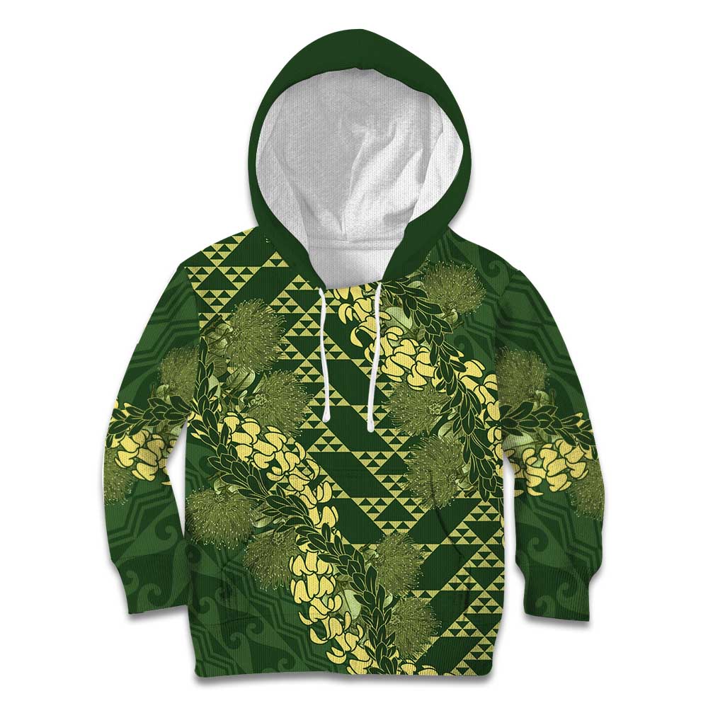 Green Aloha Hawaii Kid Hoodie Hawaiian Kakau Ohia Lehua Lei - Polynesian Pride
