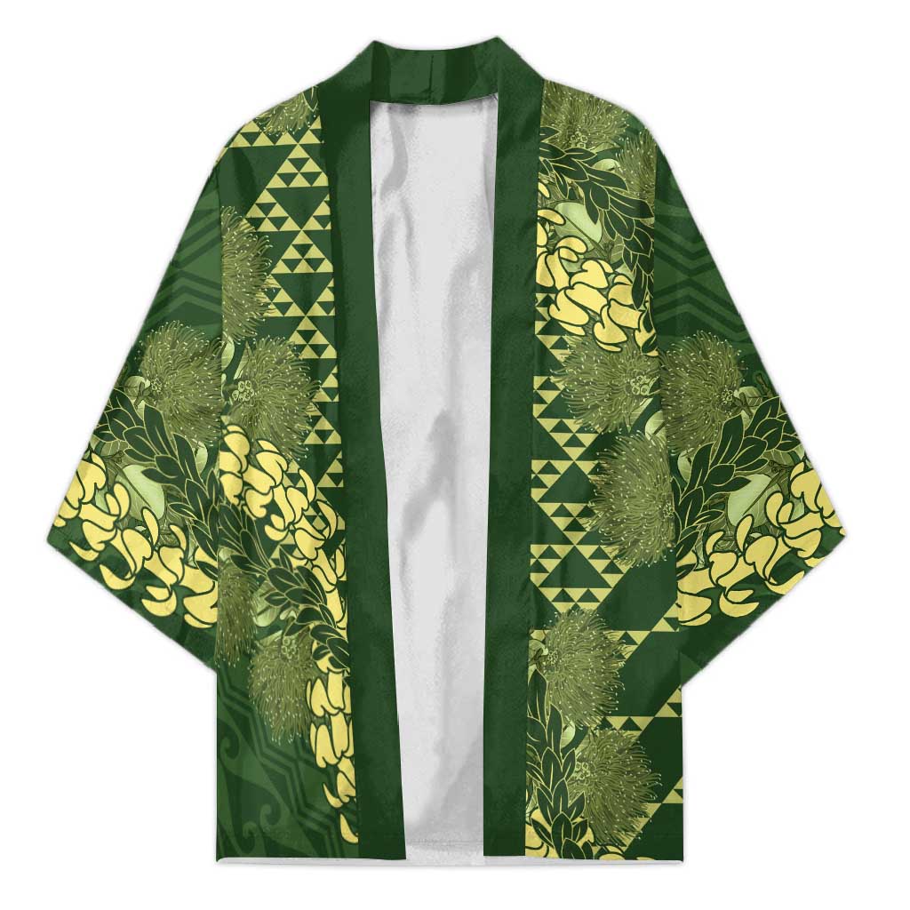 Green Aloha Hawaii Kimono Hawaiian Kakau Ohia Lehua Lei - Polynesian Pride