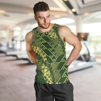 Green Aloha Hawaii Men Tank Top Hawaiian Kakau Ohia Lehua Lei LT14 Green - Polynesian Pride
